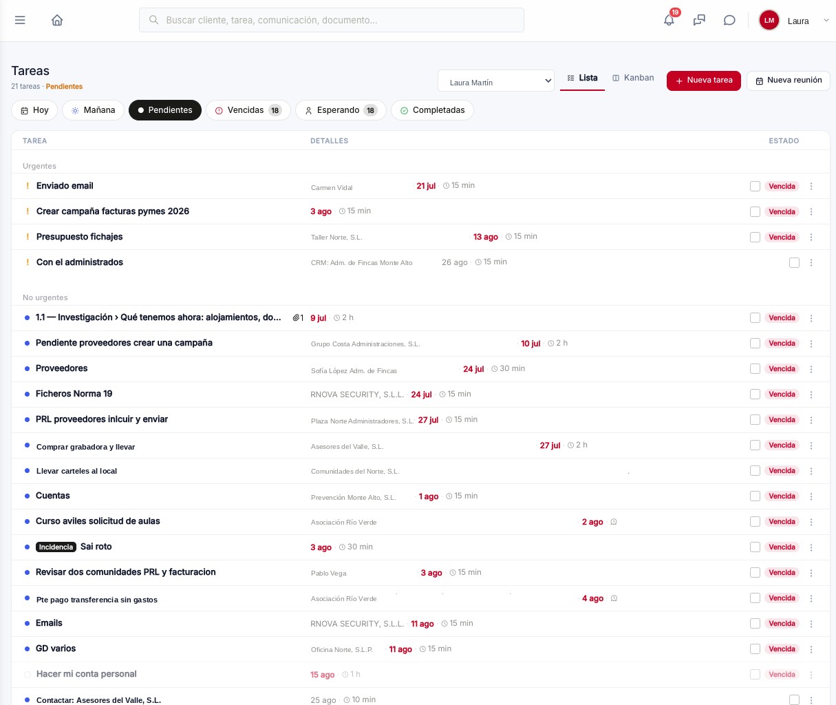 Tareas en lista en DAKOKU